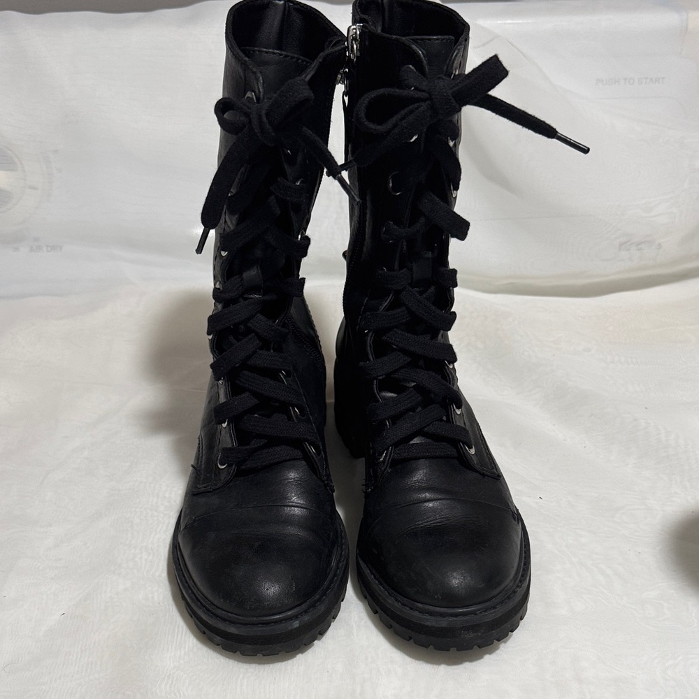 SCHUTZ Black Lace-Up Combat Boots